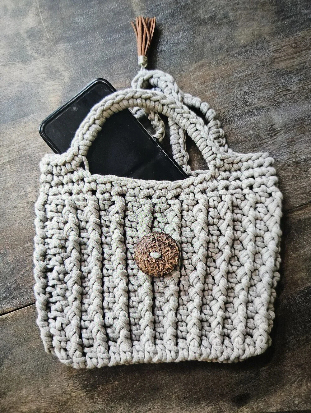 NEW Beige Adorable crochet macrame handbag Beach bag